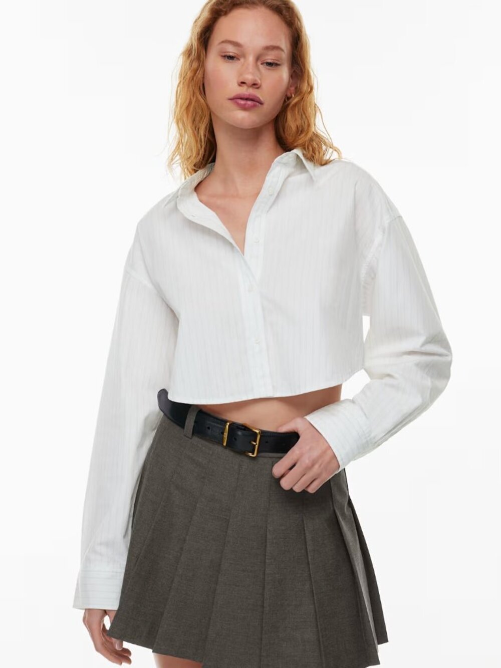 Aritzia Sunday Best Poppy Poplin Shirt Cotton White Striped Size 2XS